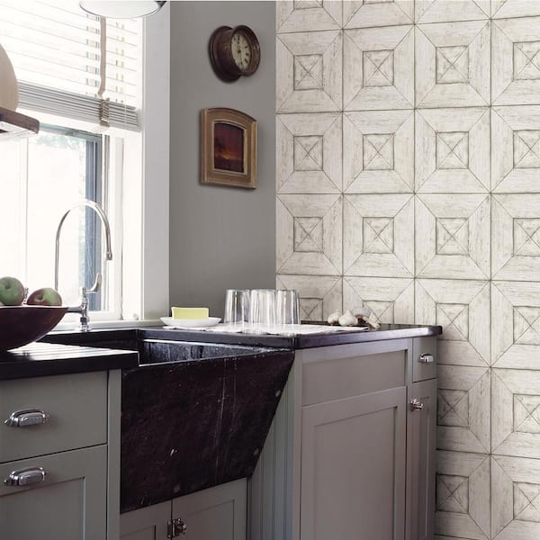 Avery Off-White Wood Strippable Wallpaper (Covers 56.4 sq. ft.)