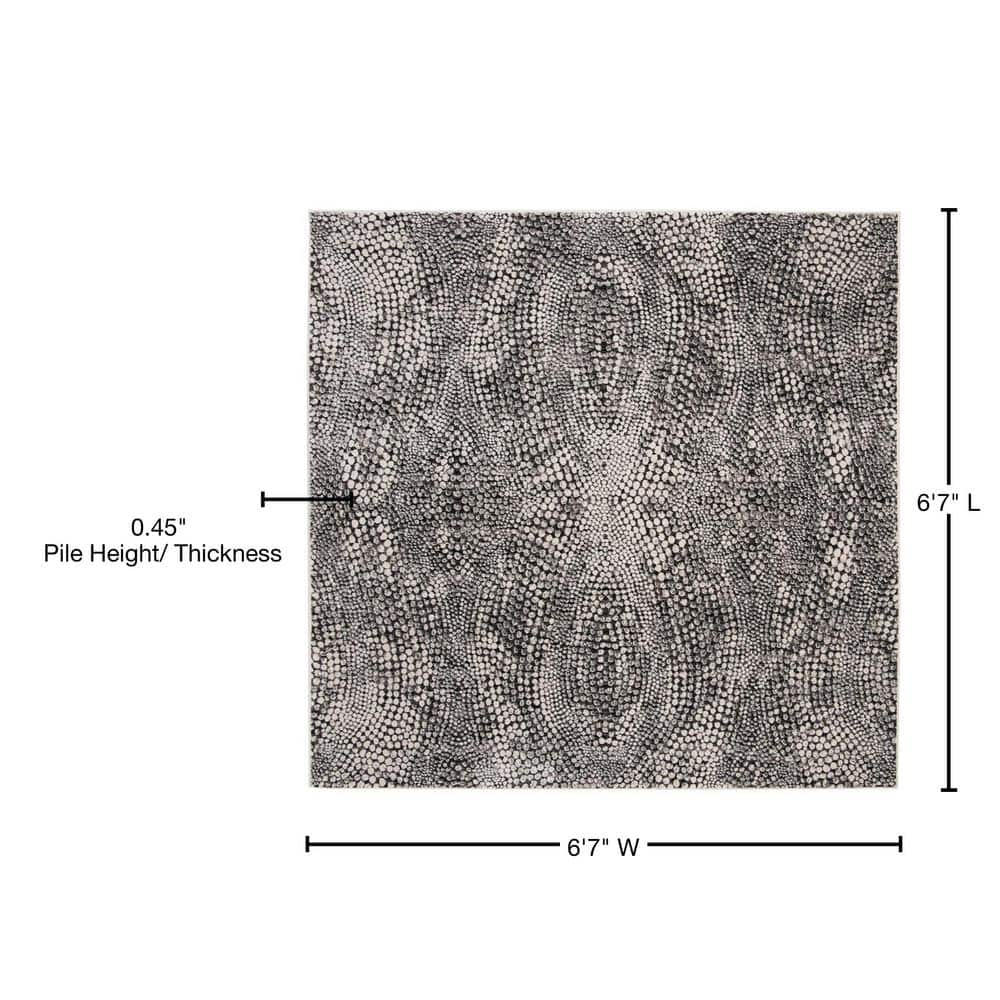 Gray Abstract High Pile Square Area Rug