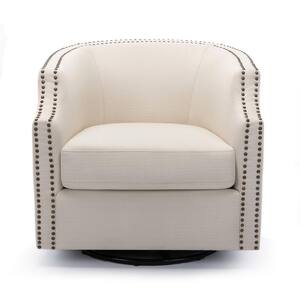 Aerin Linen Upholstered Swivel Barrel Chair