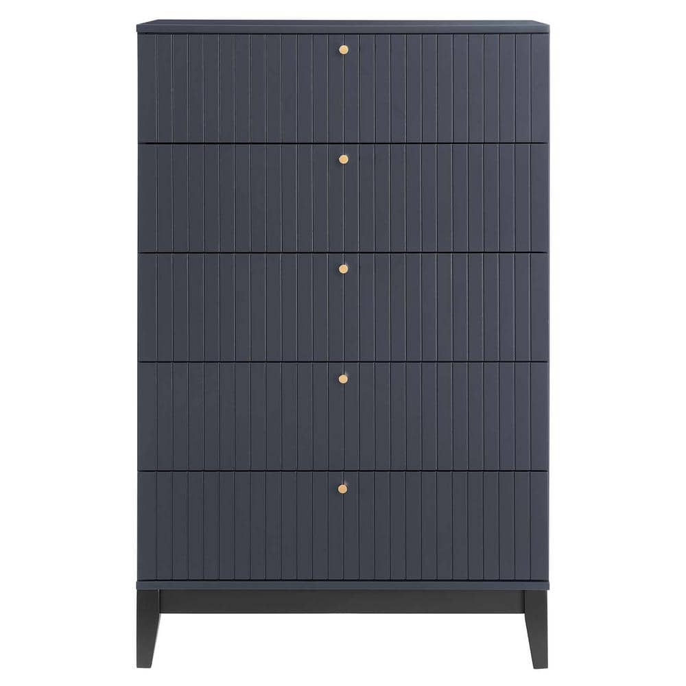 Dakota Blue Rubberwood and MDF Chest with Brass Hardware