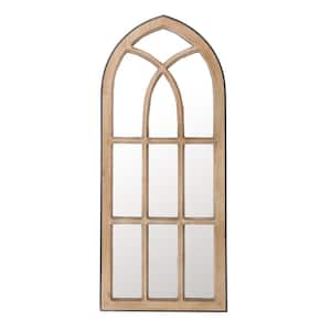 48.63 in. x 20.63 in. Rectangular Natural Wood Window Wall Mirror