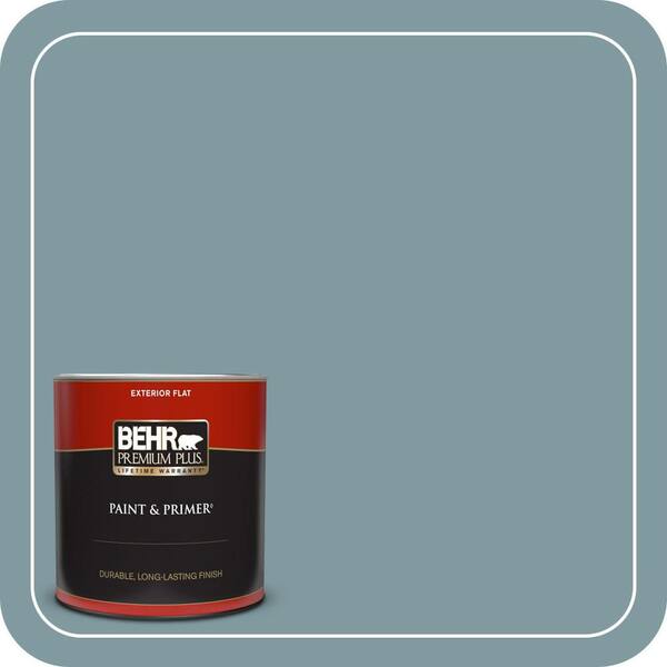 BEHR PREMIUM PLUS 1 qt. #ECC-56-3 Lake View Flat Exterior Paint & Primer