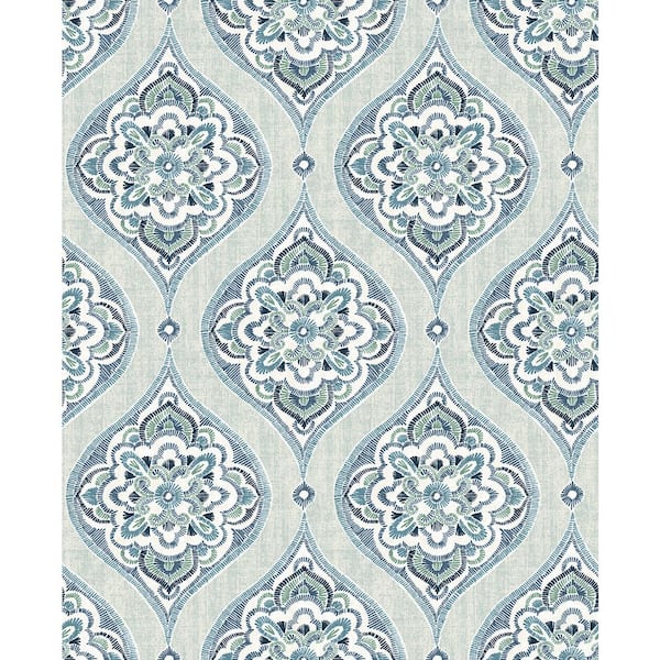 A-Street Prints Adele Aqua Damask Paper Strippable Wallpaper (Covers 56.4 sq. ft.)