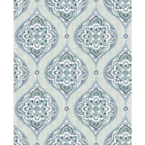 A-Street Prints Adele Aqua Damask Aqua Wallpaper Sample 2821-25146SAM ...