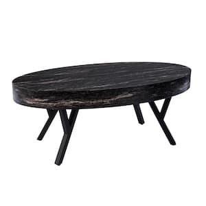 Norgren 23.75 in. Black Oval Faux Marble Coffee Table