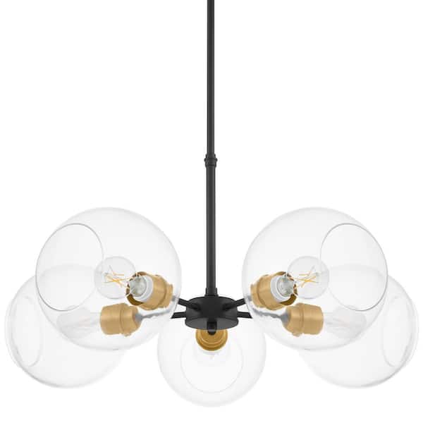 Hampton Bay Vista Heights 5-Light Aged Bronze and Brass Pendant Light