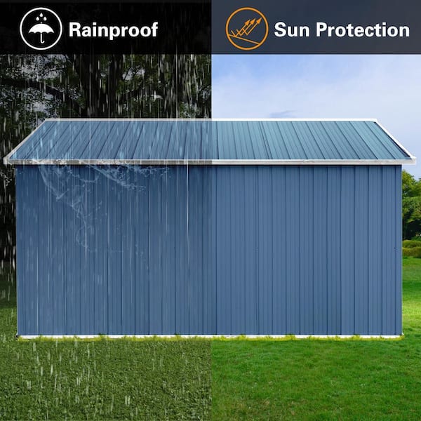 Blue 12 ft. W x 10 ft. D Outdoor Metal Storage Shed Waterproof