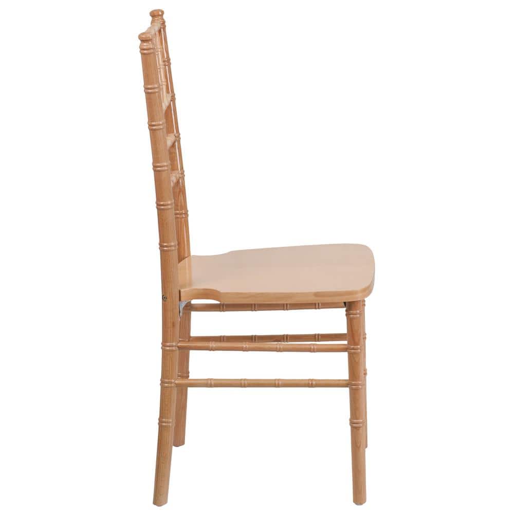 Natural Wood Chiavari Side Chair with Beige Slat Back