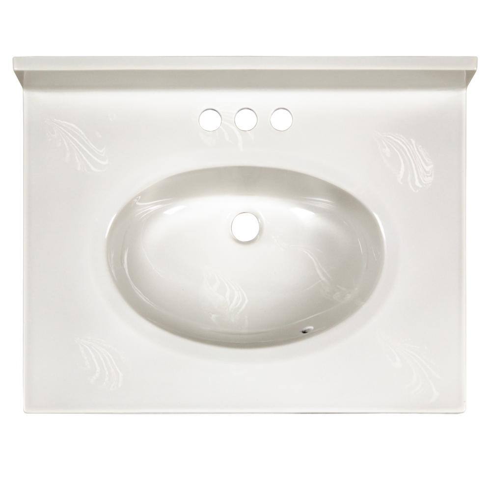 25-Inch Ivory Swirl Cultured Marble Vanity Top with Backsplash