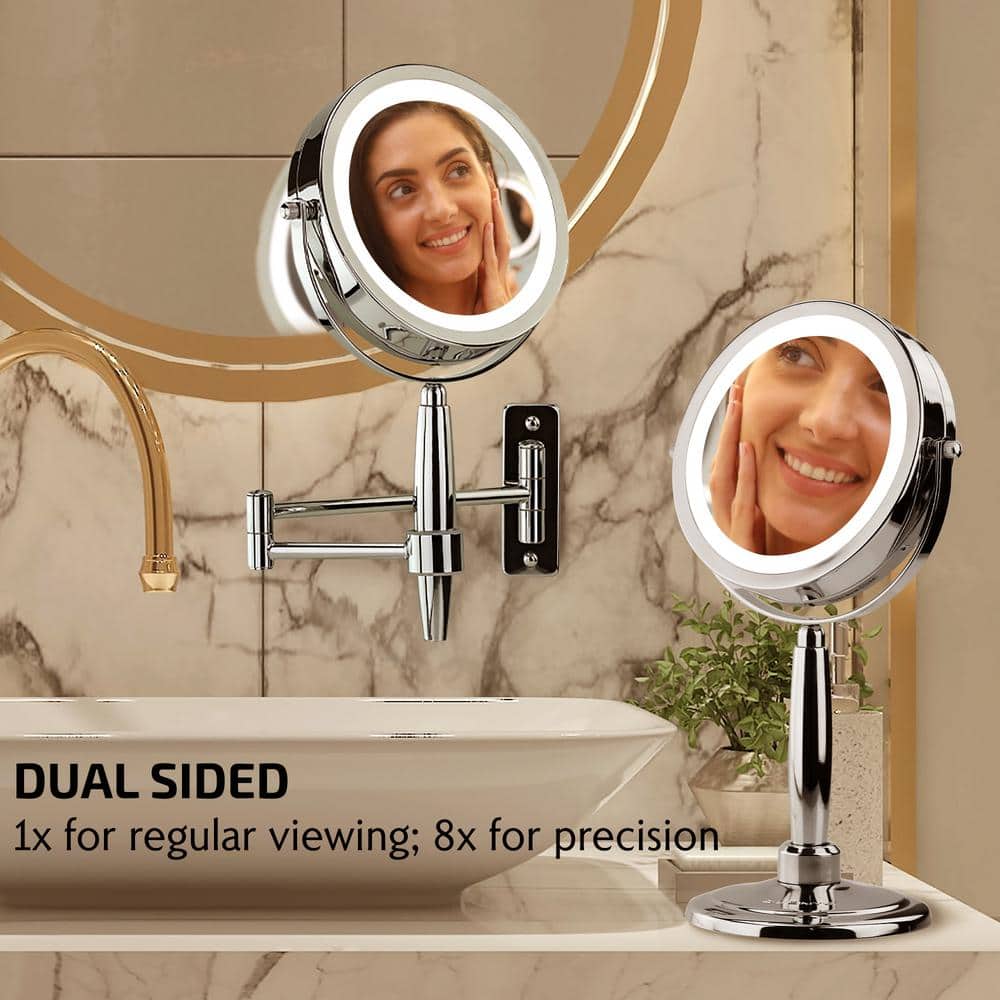 7'' Silver Wall Mounted LED Magnifying Mirror