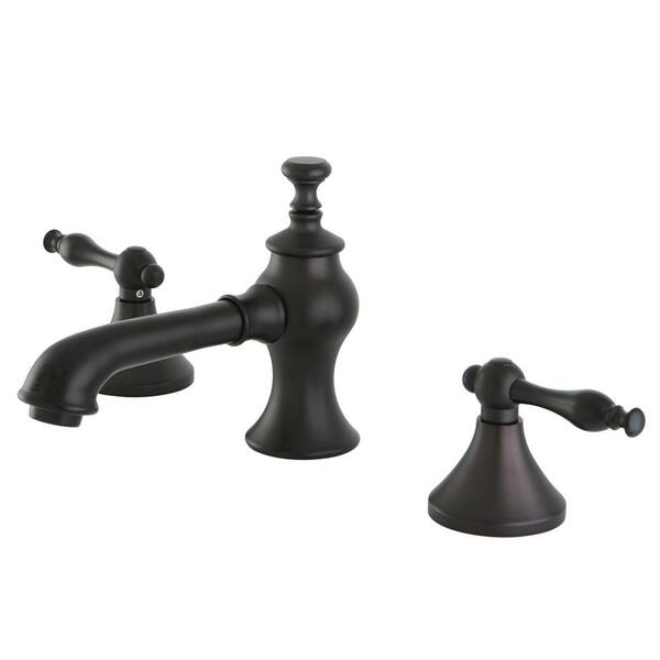 Kingston Brass Naples Lever 8 in. Widespread 2-Handle Mid-Arc Bathroom Faucet in Oil Rubbed Bronze