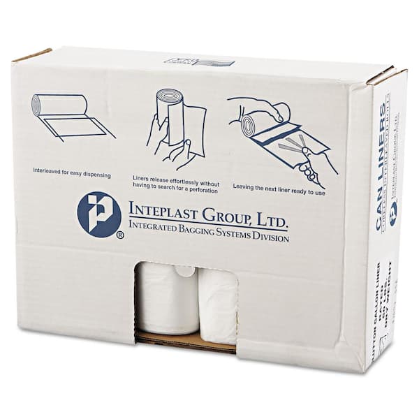 Inteplast Group High-Density Can Liner, 38 x 60, 60gal, 14mic, Clear, 25/Roll, 8 Rolls/Carton