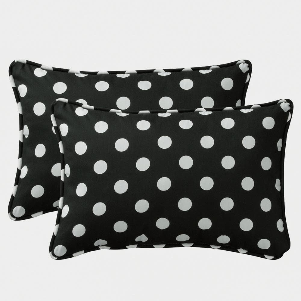Black and White Polka Dot Outdoor Throw Pillows Set