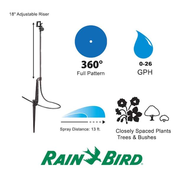 0-26 GPH Full Circle Pattern Rotary Micro Spray with Adjustable Height Staked Riser