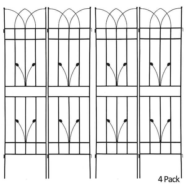ToolCat 71 in. x 17.7 in. Metal Garden Trellis Rustproof Outdoor Flower Support for Climbing Plants, Black (4-Pack)