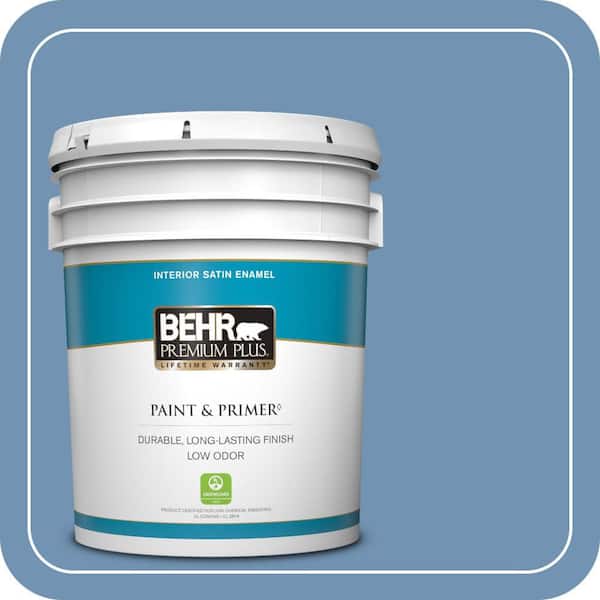 BEHR PREMIUM PLUS 5 gal. #T13-5 Belladonna Satin Enamel Low Odor Interior Paint & Primer