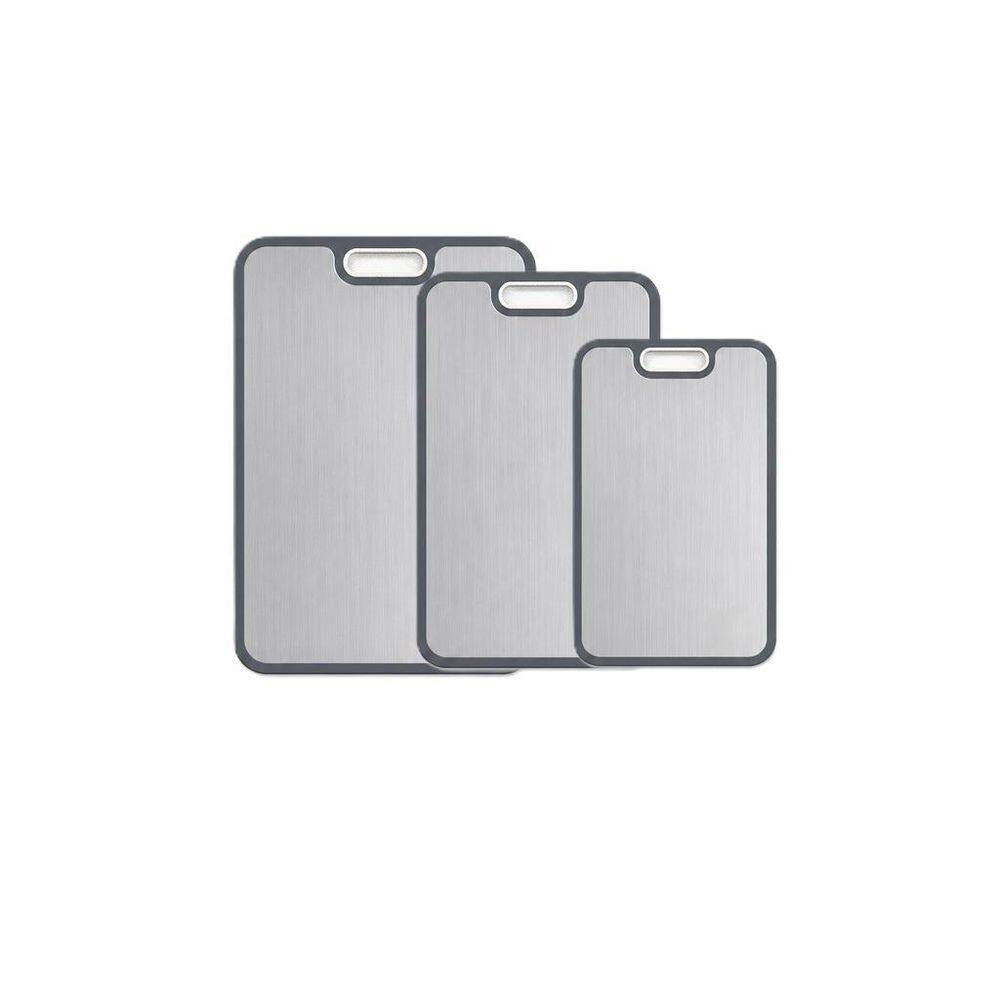 3-Set Double-Side Cutting Board with Groove and Milling Zone, Titanium and PP Cutting Board for Kitchen, Easy to Clean