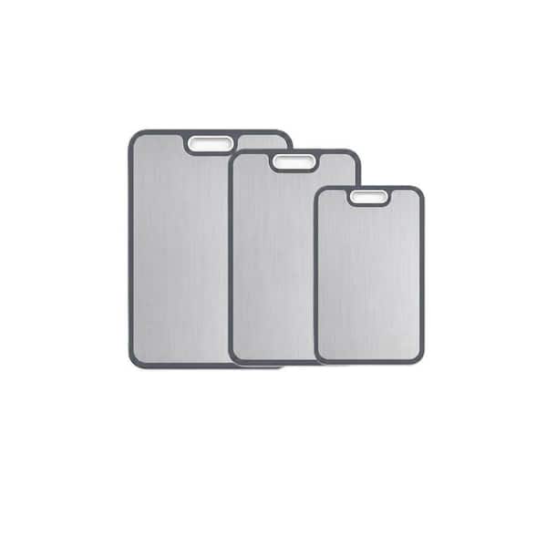 3-Set Double-Side Cutting Board with Groove and Milling Zone, Titanium and PP Cutting Board for Kitchen, Easy to Clean