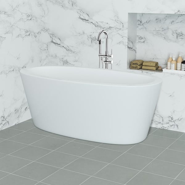 Satico 67 in. Contemporary Design Acrylic Soaking SPA Tub Non-Whirlpool Freestanding Bathtub in White