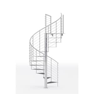 Hayden White Interior 60in Diameter, Fits Height 110.5in - 123.5in, 1 36in Tall Platform Rail Spiral Staircase Kit