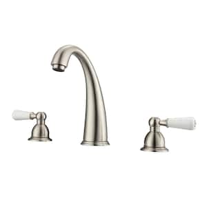 Maddox 8 in. Widespread 2-Handle Porcelain Lever Bathroom Faucet in Brushed Nickel