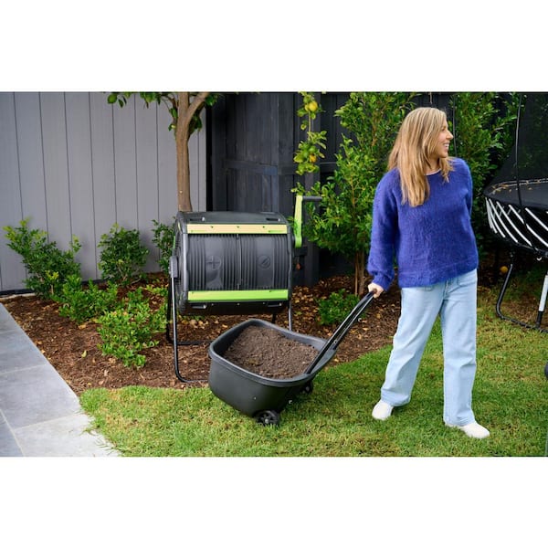 Maze RSI-MCT-180-CT 48 Gal. Geared 2 Compartment Compost Tumbler with Compost Cart - 2