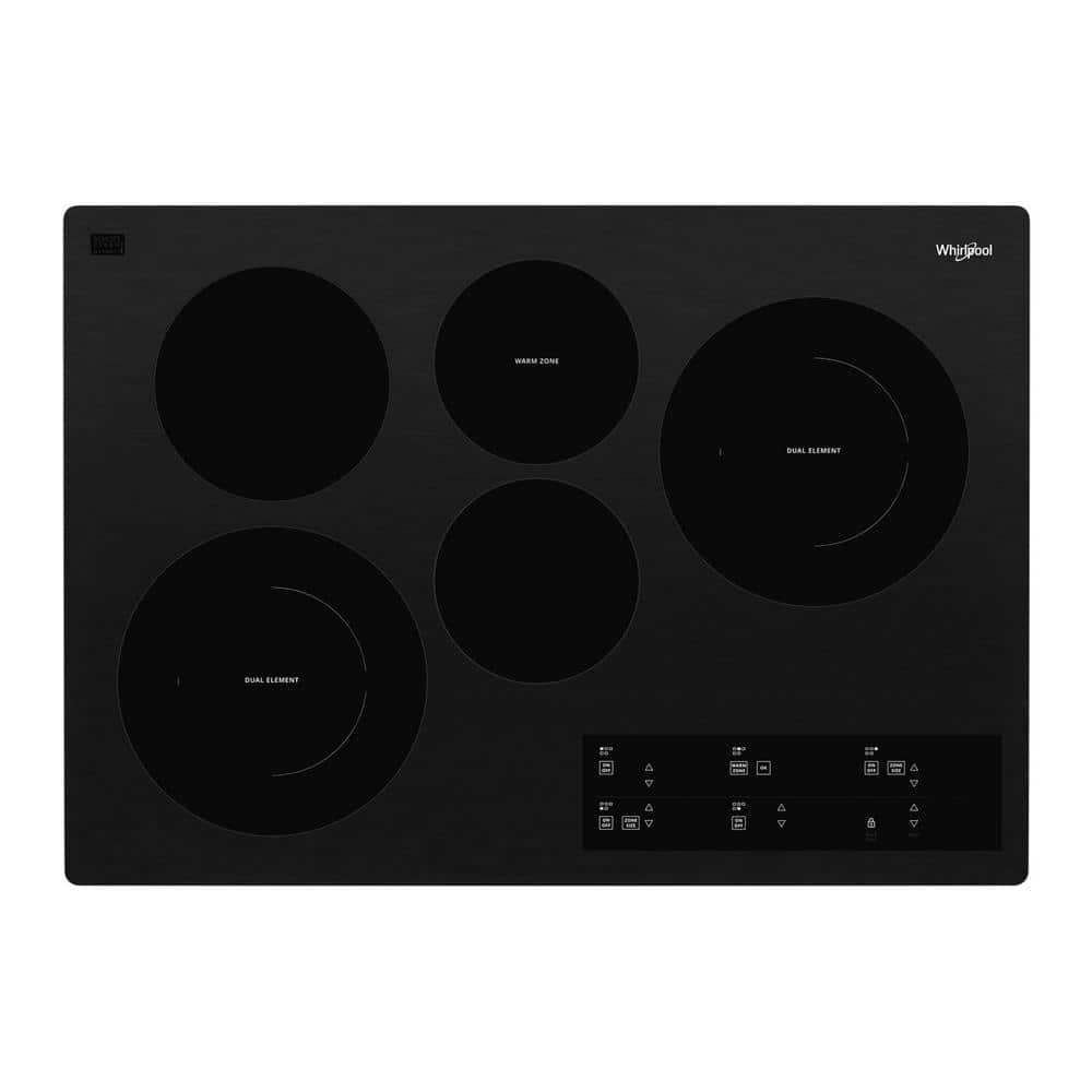 30 in. Radiant Electric Cooktop in Black with 5 Elements Including Warm Zone Element