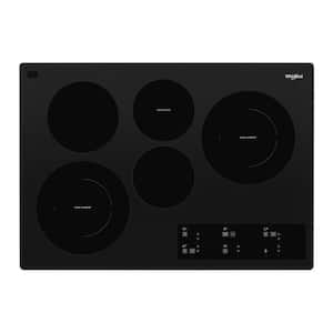 30 in. Radiant Electric Cooktop in Black with 5 Burner Elements Including Warm Zone Element