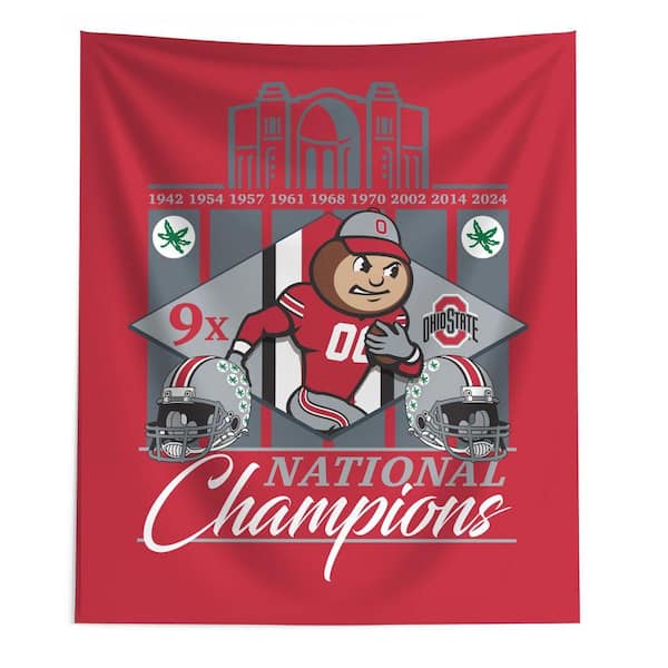 Ohio State Buckeyes NCAA 2024 FBC 9X Champs Multi-Color Wall Hanging 50 in. H x 60 in. W