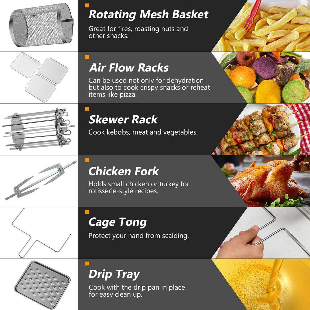 Costway  19 qt. White Air Fryer Oven with Dehydrator Rotisserie - 3