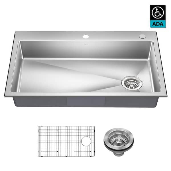 Fairlane 33 ADA Compliant Drop In / Top Mount Single Bowl 18-Gauge Stainless Steel Kitchen Sink