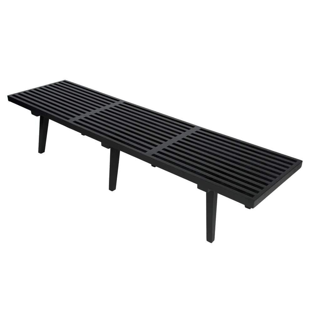 Inwood 72" Black Solid Wood Platform Bench