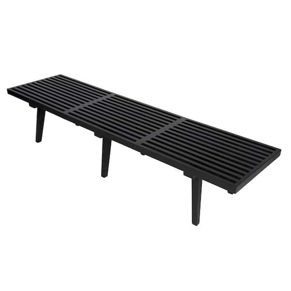 Leisuremod Inwood Platform Black Bench Backless with Solid Wood 72 in.