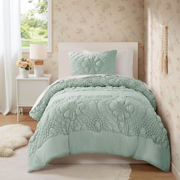 Amelie 2-Piece Sage Polyester Twin Comforter Set