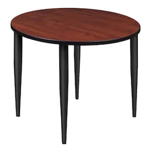 Trueno 42 in. L Round Cherry and Black Wood Tapered Leg Table (Seats-4)