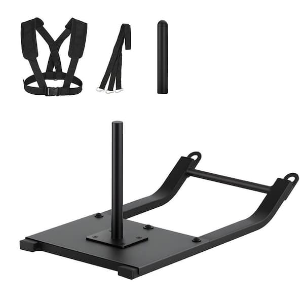 Weight Sled for Athletic Exercise Speed Improvement Steel Power Sled with Harness 1/2 in. Weight Plates Black