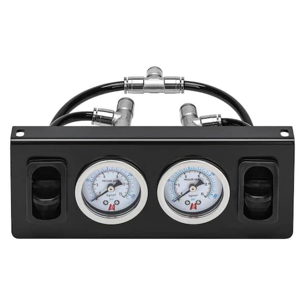 Lukyamzn Panel Paddle Valve Switch with 2-Air Suspension Accurate Pressure Gauge Control Air Bags Fittings System Clear Panel
