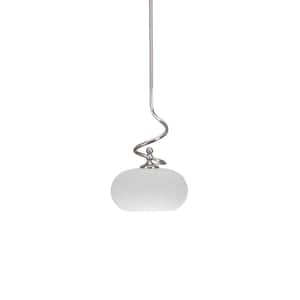 Royale 100 W 1-Light Brushed Nickel Standard Mini Pendant Light with Glass Shade