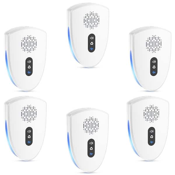 Plug in Ultrasonic Mouse, Spider, Mice, CockRoach, Bug Repellent for House Kitchen Garage Warehouse, White, 6-Packs