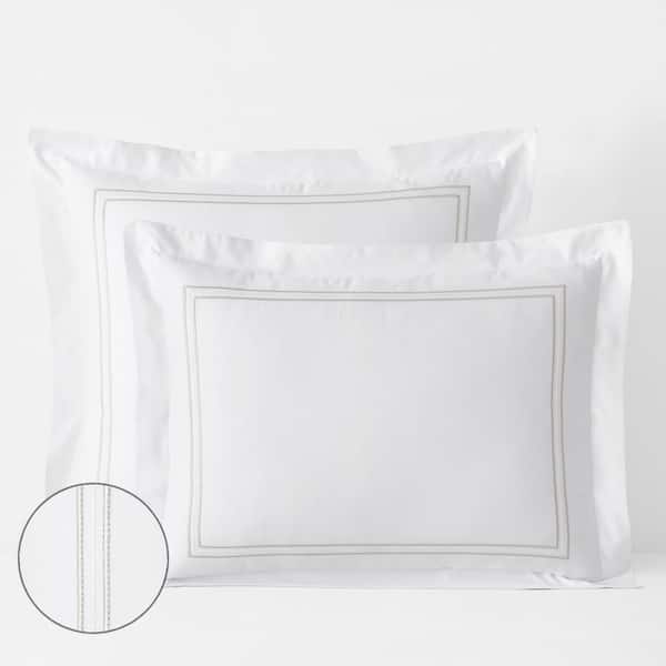 The Company Store Legends Hotel Dorset Stripe Taupe Egyptian Cotton Sateen King Sham
