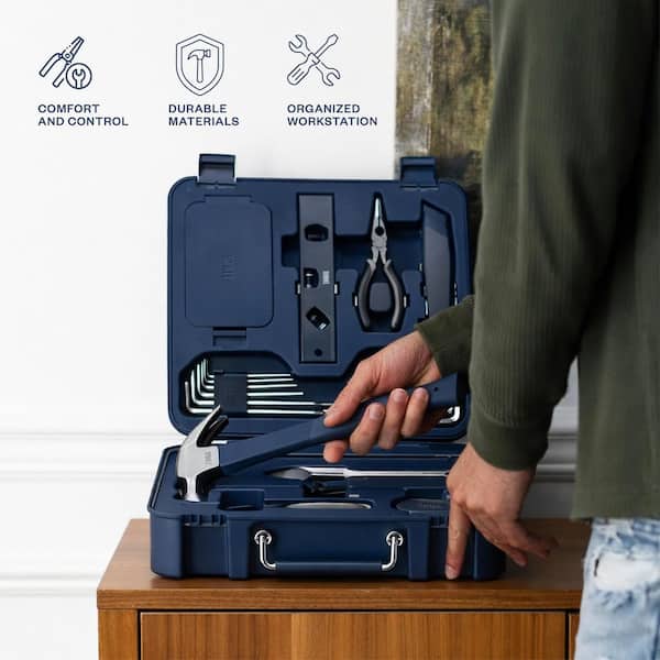 TINKR Modern 28-Piece Home Tool Kit with Tool Box and Phone Holder
