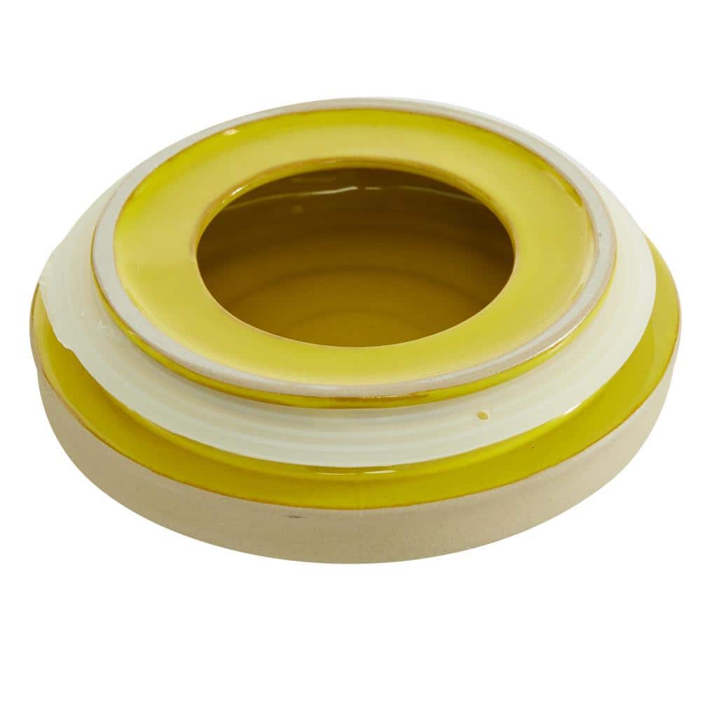 Yellow Ceramic Farmhouse Canister Set with Grooves