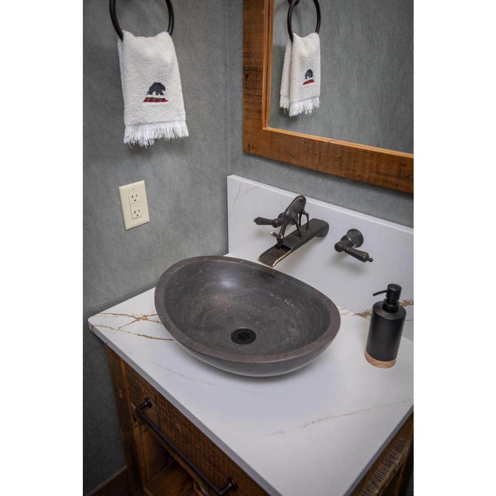Honed Black Limestone Canoe Shaped Bathroom Sink
