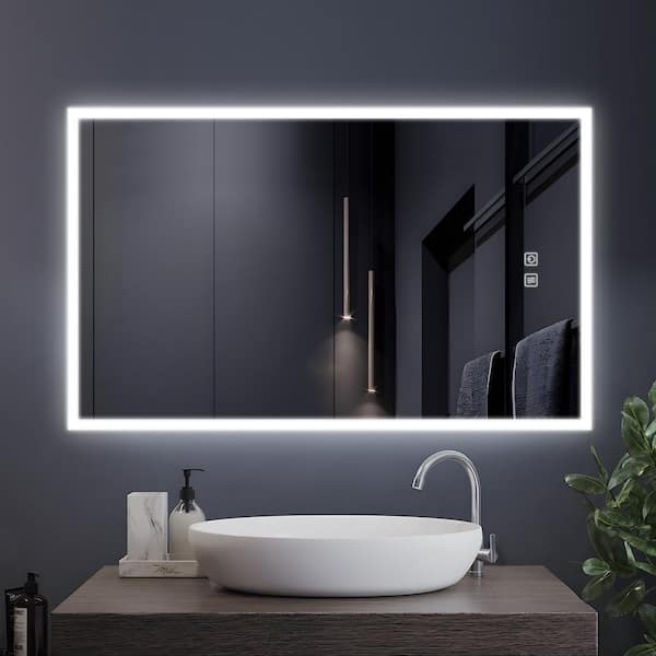 Dovelina 35 in. W x 59 in. H Modern Rectangular Frameless Anti-Fog Full Length LED Light Bathroom Vanity Mirror
