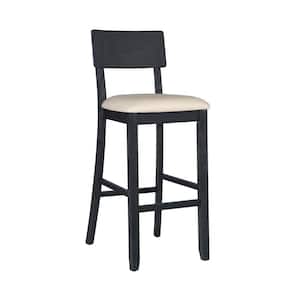 Rodman 31.5 in. Seat Height Charcoal Gray High-back wood frame Barstool with Gray Fabric seat