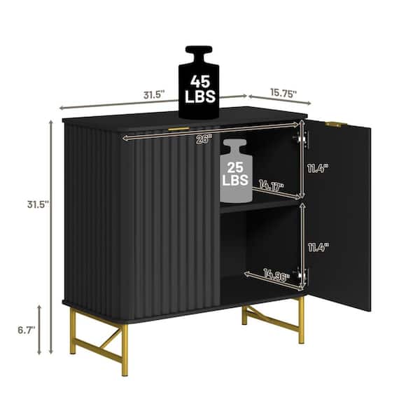 Grayson Lane Black 1 Shelf and 2 Doors Mahogany Accent Chest