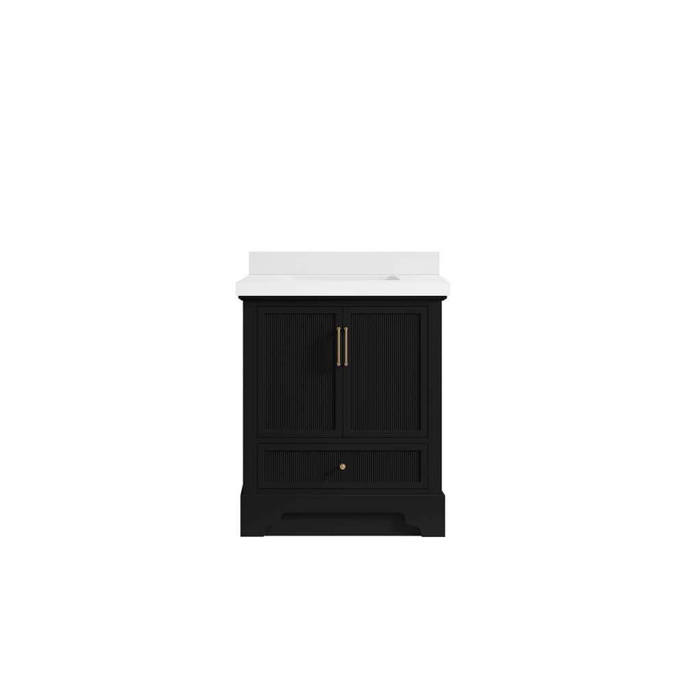 Alys 30 in. W x 22 in. D x 36 in. H Single Sink Bath Vanity Center in Black with 2 in. White Quartz Top price history on PriceWatchPro