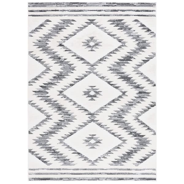 Alamo 8 ft. x 10 ft. Ivory/Charcoal Aztec Diamond Area Rug