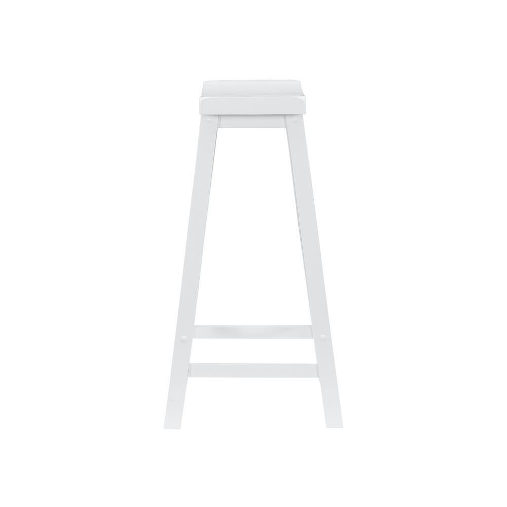 White Transitional Backless Saddle Wood Bar Stool