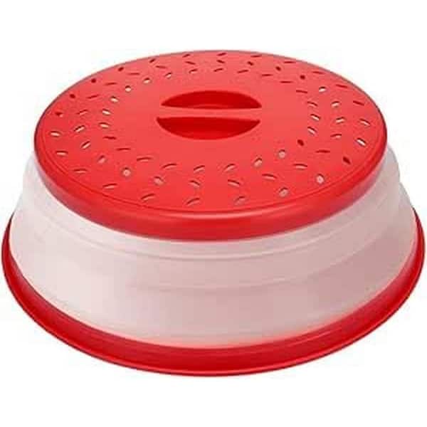 10.5  in. TPR PP Microwave Food Cover Collapsible Splatter Guard Lid BPA-Free Dishwasher Safe Easy Grip Handle